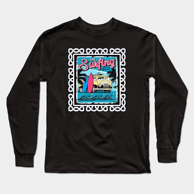Surfing Time California Long Sleeve T-Shirt by JeffDesign